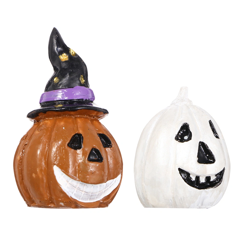 2pcs Halloween Creative Resin Small Pumpkin Ornament Mini Micro Landscape