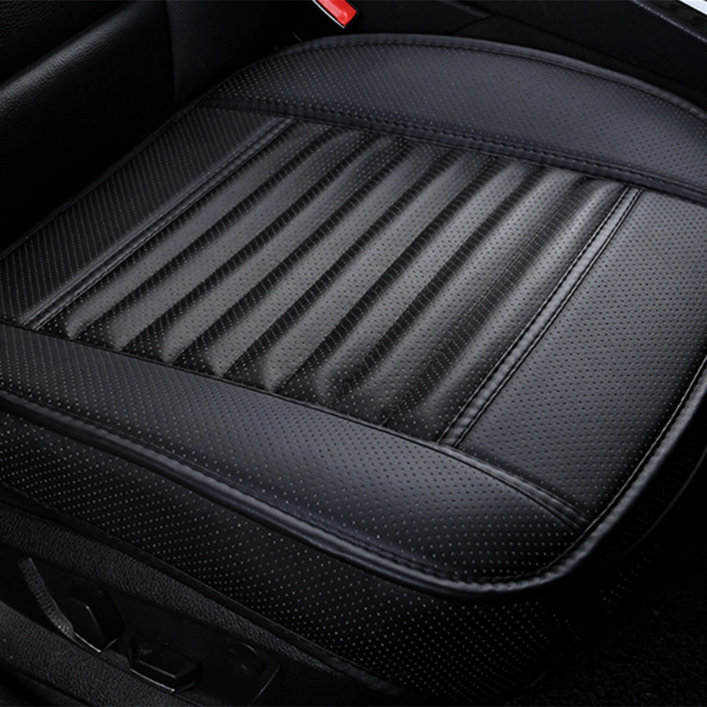 Four Season Car Seat Cushion Cover Car Seat Cover Seat Protective Cover PU Leather Bamboo Charcoal Single Seat Cover without Backrest (Black)