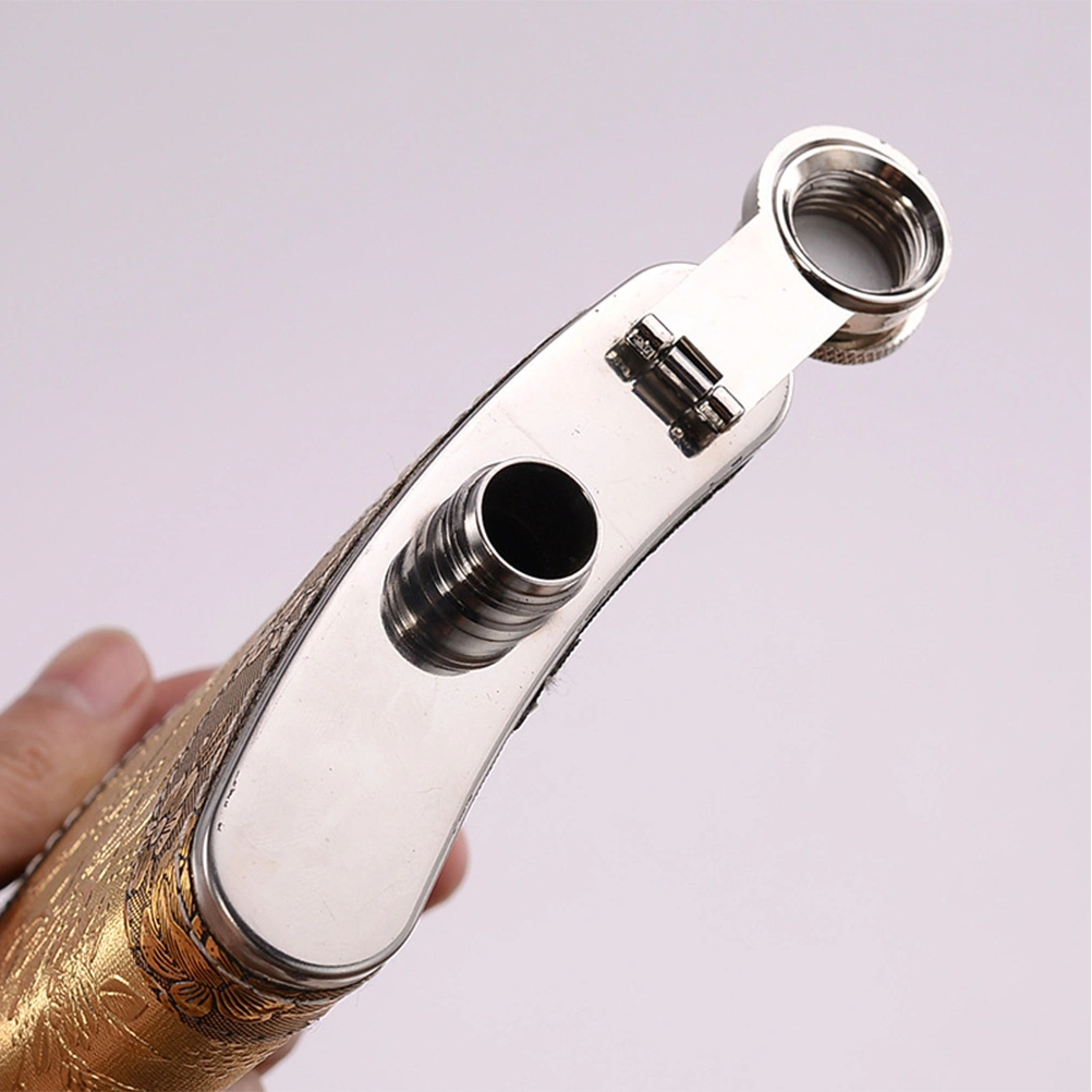 Stainless Steel Portable Flask Retro Pattern Wine Whiskey Bottle for Men and Women (Golden)