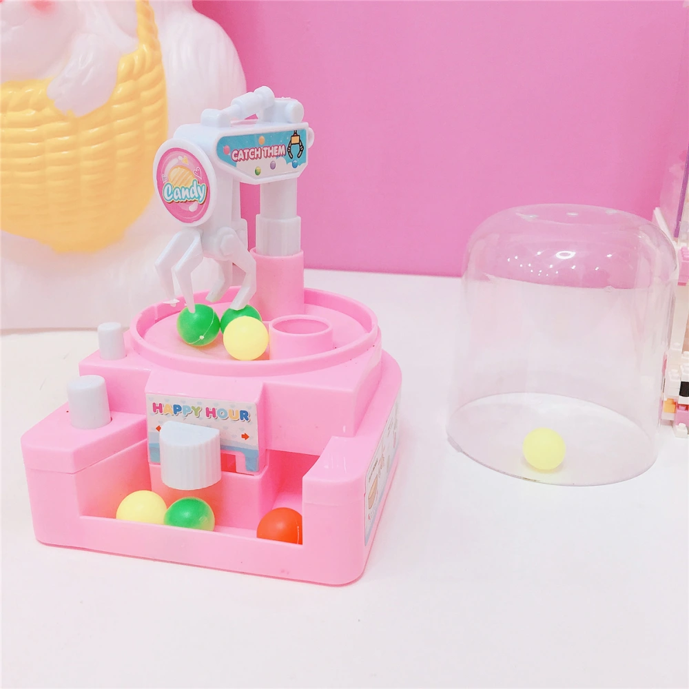 1pc Mini Candy Grabber Catcher Mechanical Arm Small Ball Crane Machine Handheld Catch Toy for Kids Children (Pink)