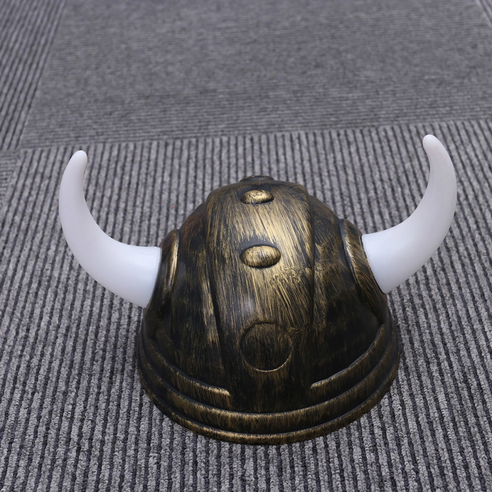 Buffalo Ox Horns Hat Viking Hat Halloween Decoration Props Party Accessory Kids Toys Plaything for Cosplay Costume Party (Golden)