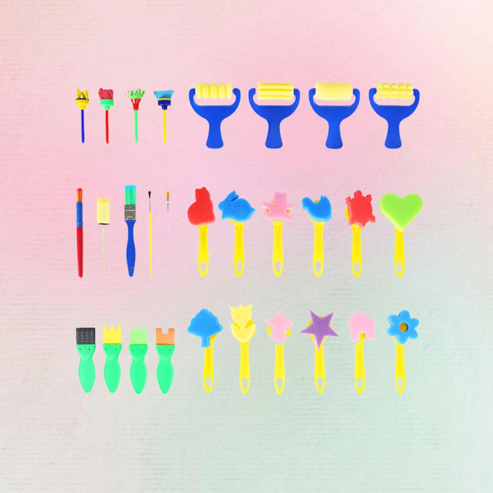 29pcs Painting Sponge Brushes EVA Set Creative Stamp DIY Art Painting Brush Tools for Kids Children Drawing(Random Color)