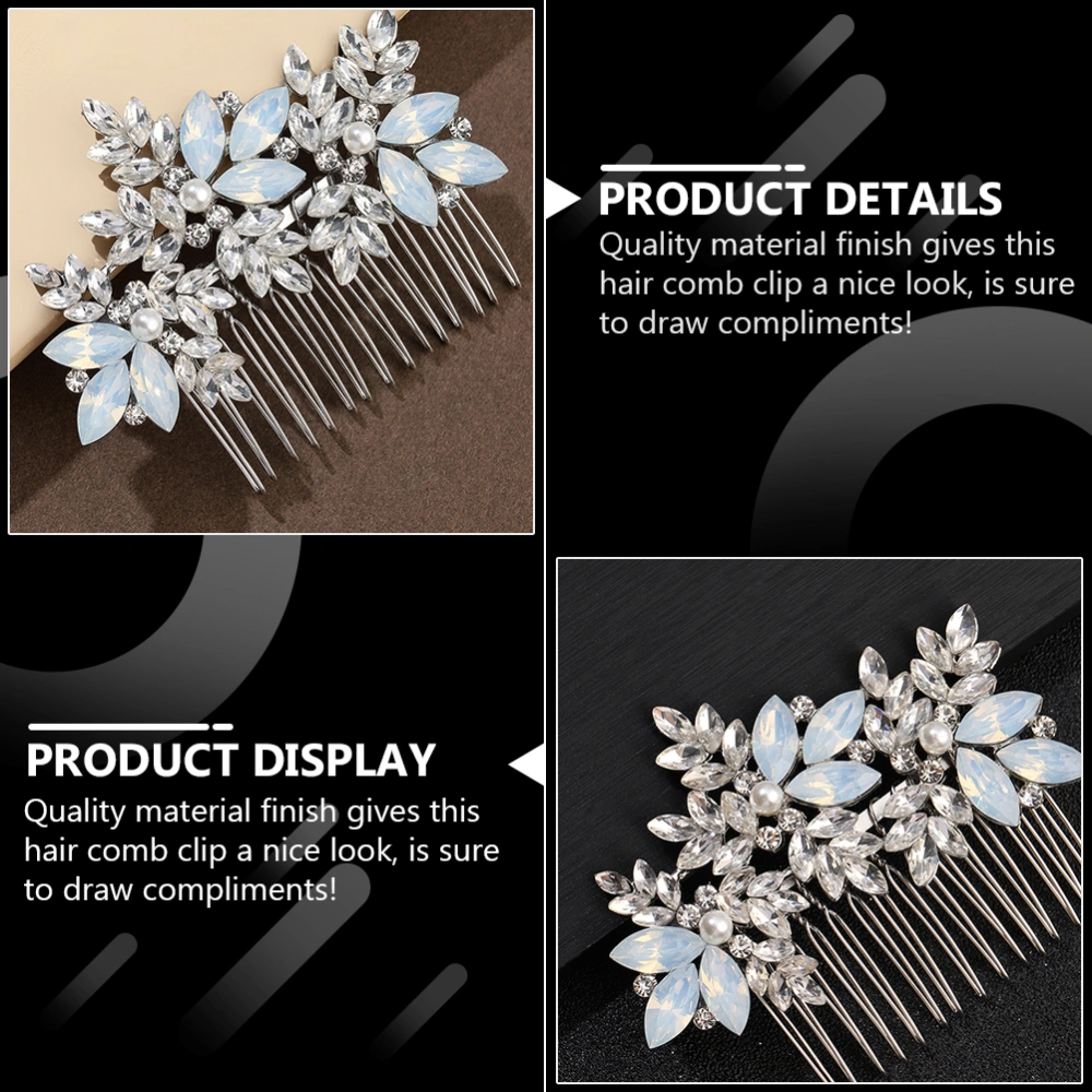 Bridal Side Comb Floral Wedding Hair Comb Clip Rhinestone Wedding Hairpin