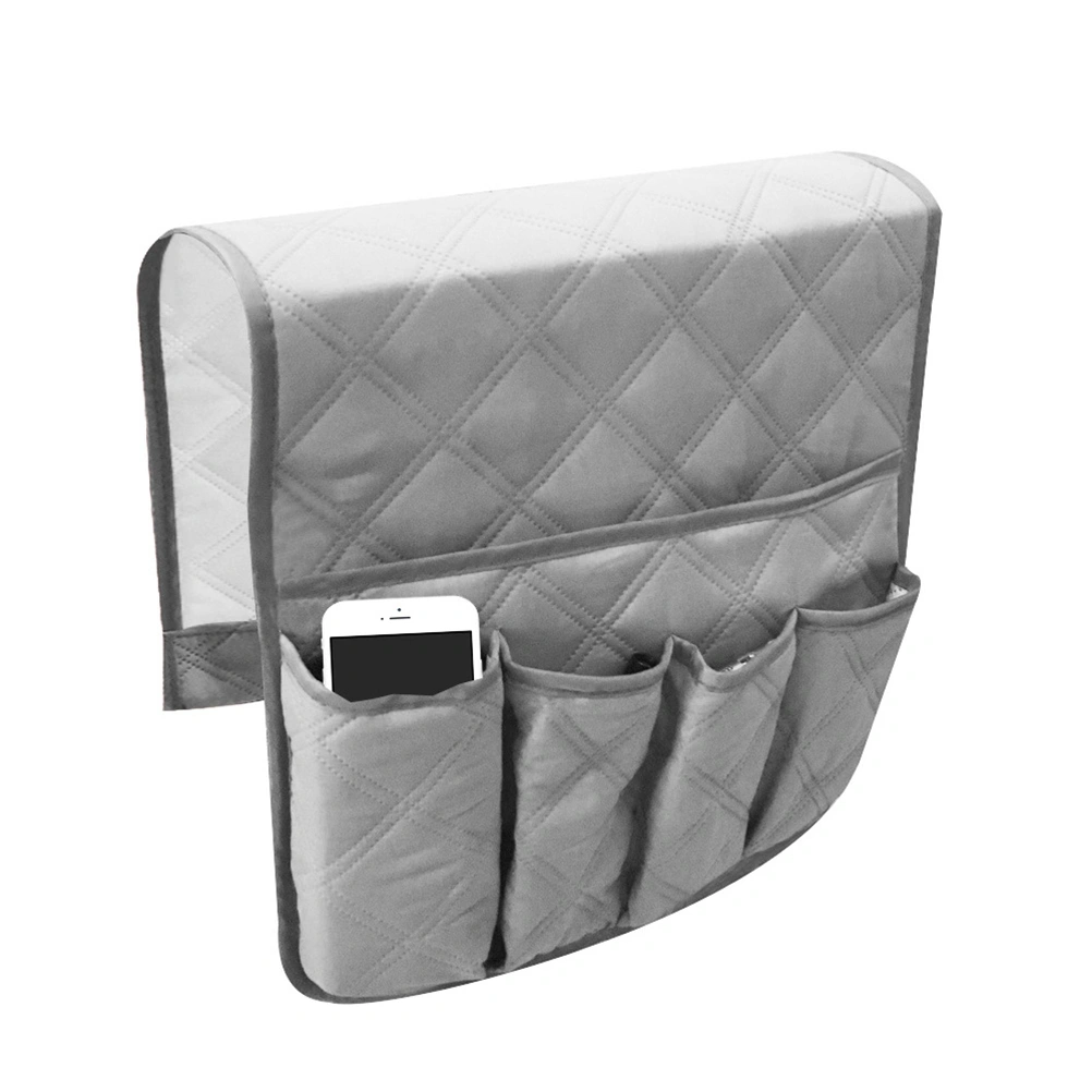 1pc Felt Fabric Bedside Sofa Storage Bag Holder Container Hanging Organizer for Dorm Car Bed Rails(Grey)