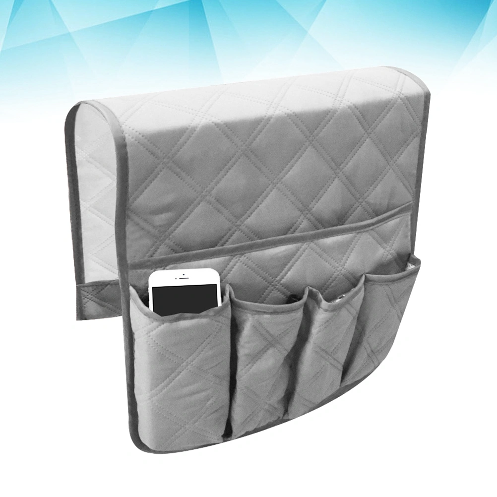 1pc Felt Fabric Bedside Sofa Storage Bag Holder Container Hanging Organizer for Dorm Car Bed Rails(Grey)