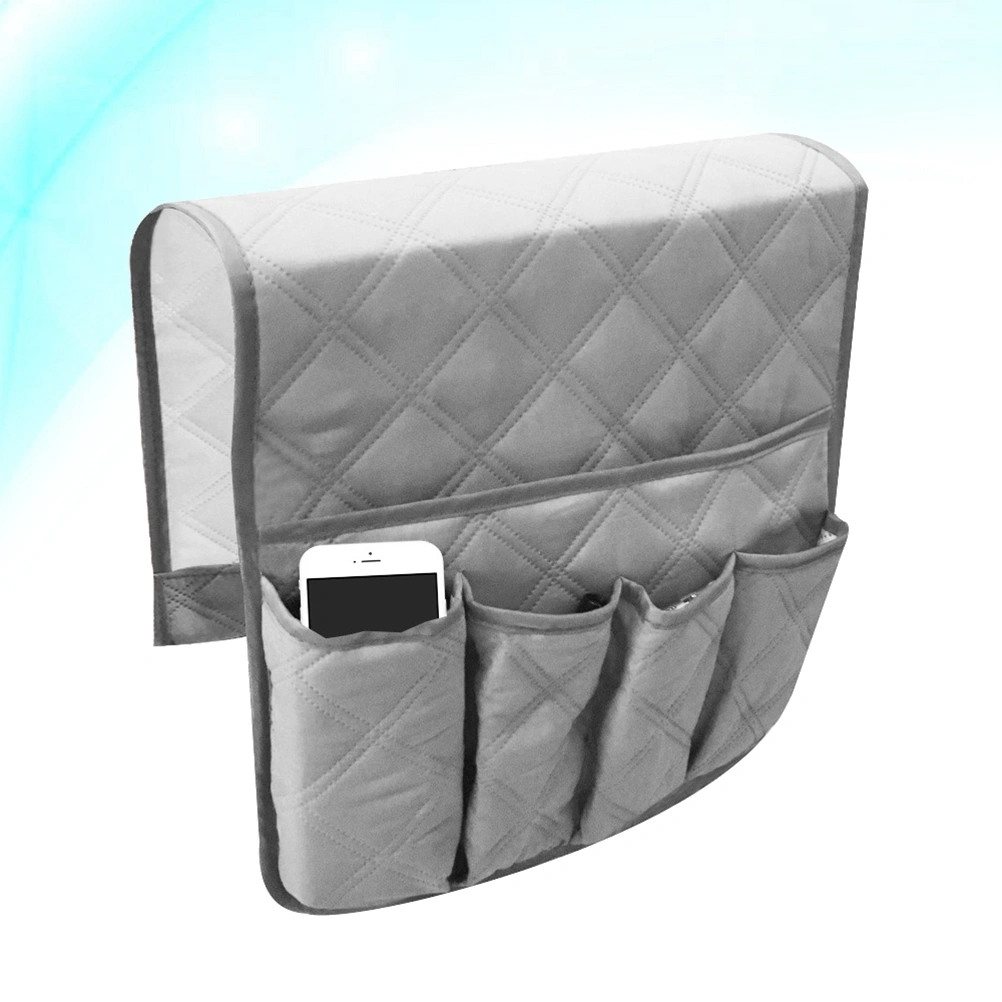 1pc Felt Fabric Bedside Sofa Storage Bag Holder Container Hanging Organizer for Dorm Car Bed Rails(Grey)