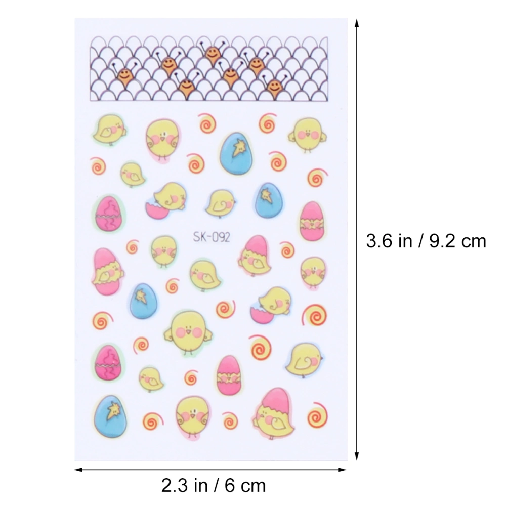 10 Sheets of Easter Themed Nail Stickers Lovely Cartoon Nail Pasters Manicure Accessories (Style 2)