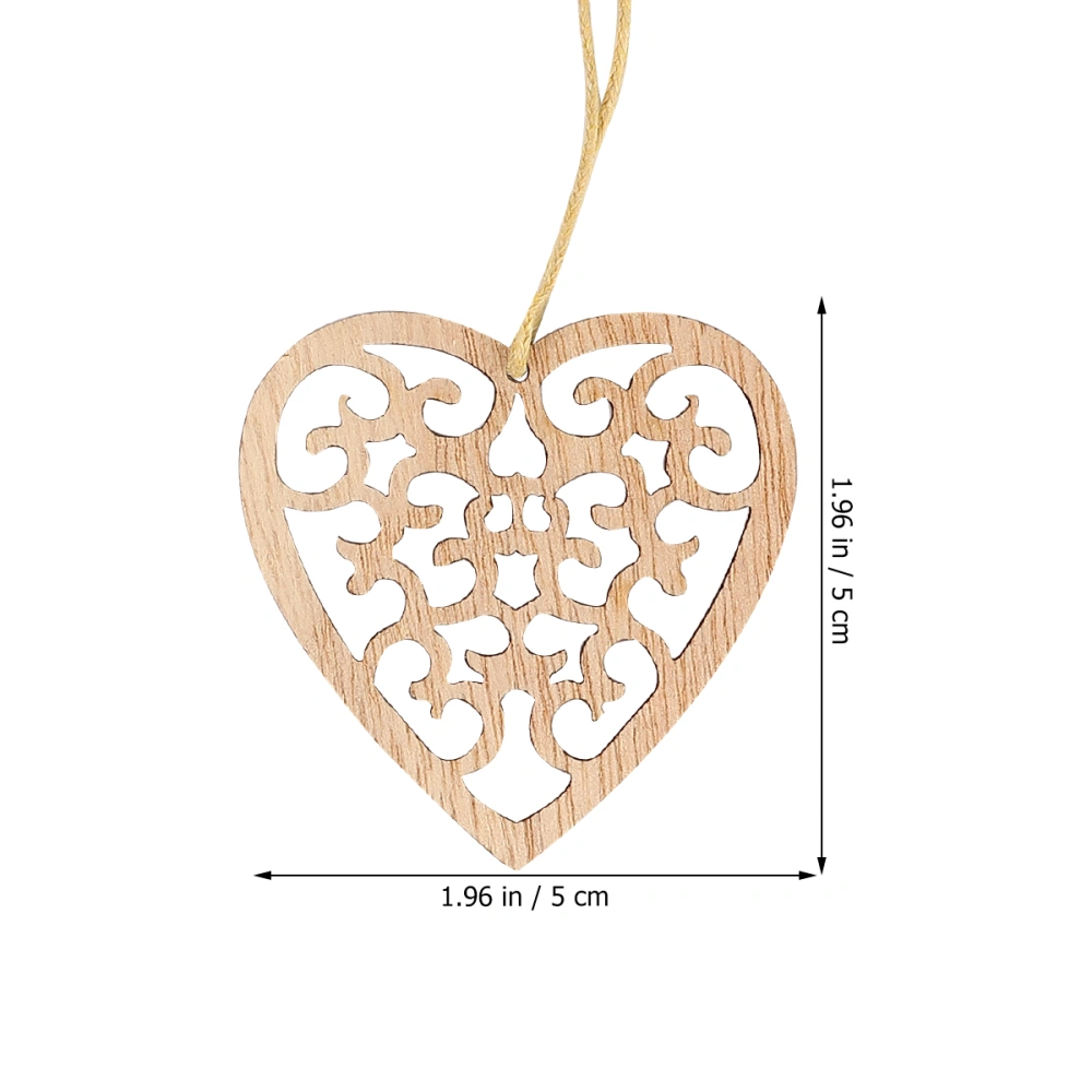 1 Set Heart Shaped Wooden Hanging Ornament Decoration with String Wooden Pendant