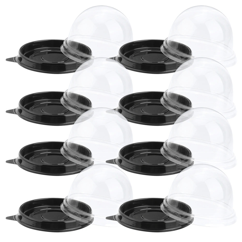 50Pcs Round Egg-Yolk Puff Mooncake Box Transparent Plastic Box Packing Box (Black)