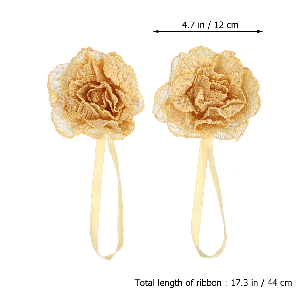 2pcs Vintage Flower Magnetic Curtain Tiebacks Curtain Ties for Window Drapery