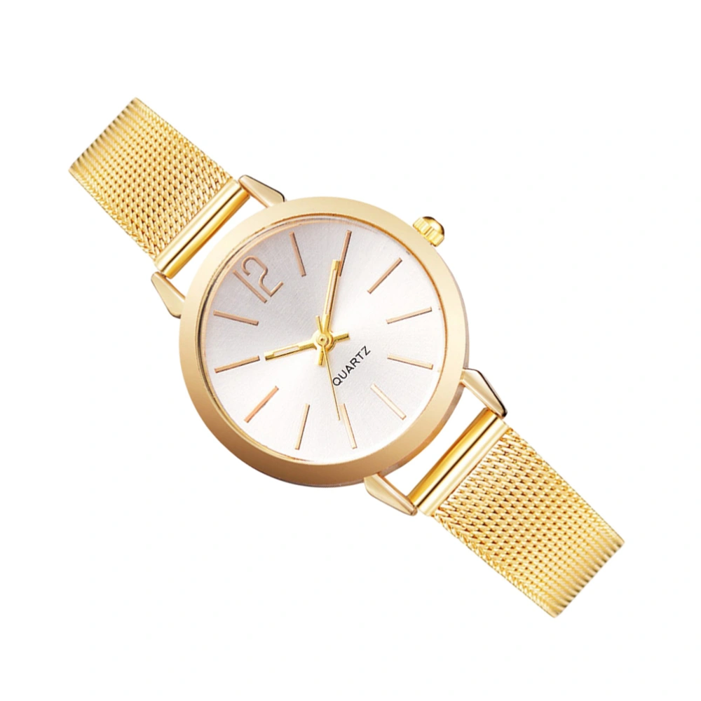 Fashion Women Watch Brand Luxury Mesh Belt Band Creative Quartz Wristwatches Woman Bracelet Wristwatch Montre Femme (Golden)