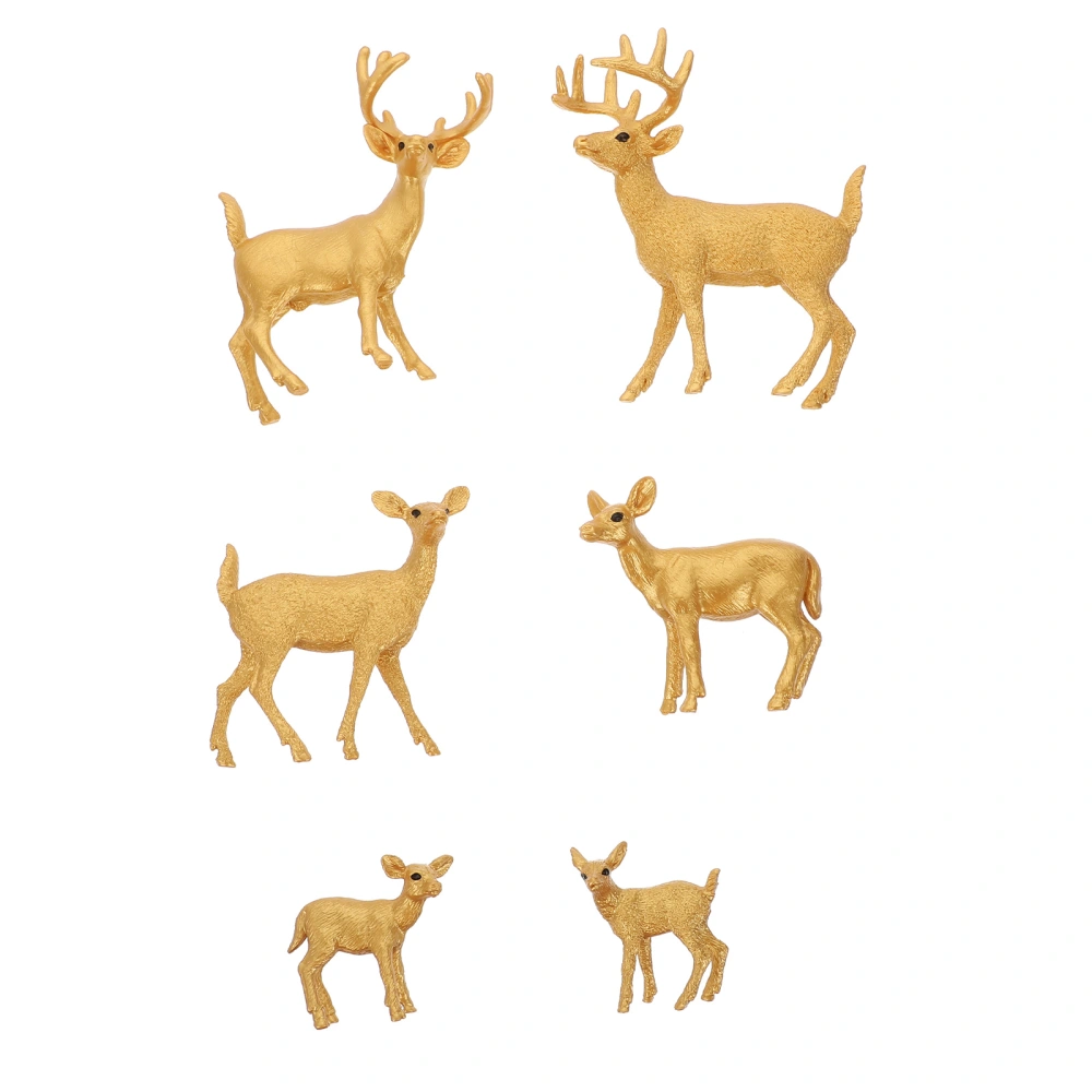 6PCS Simulation Animal Toys Mini Deer Model Desktop Decoration Deer Model