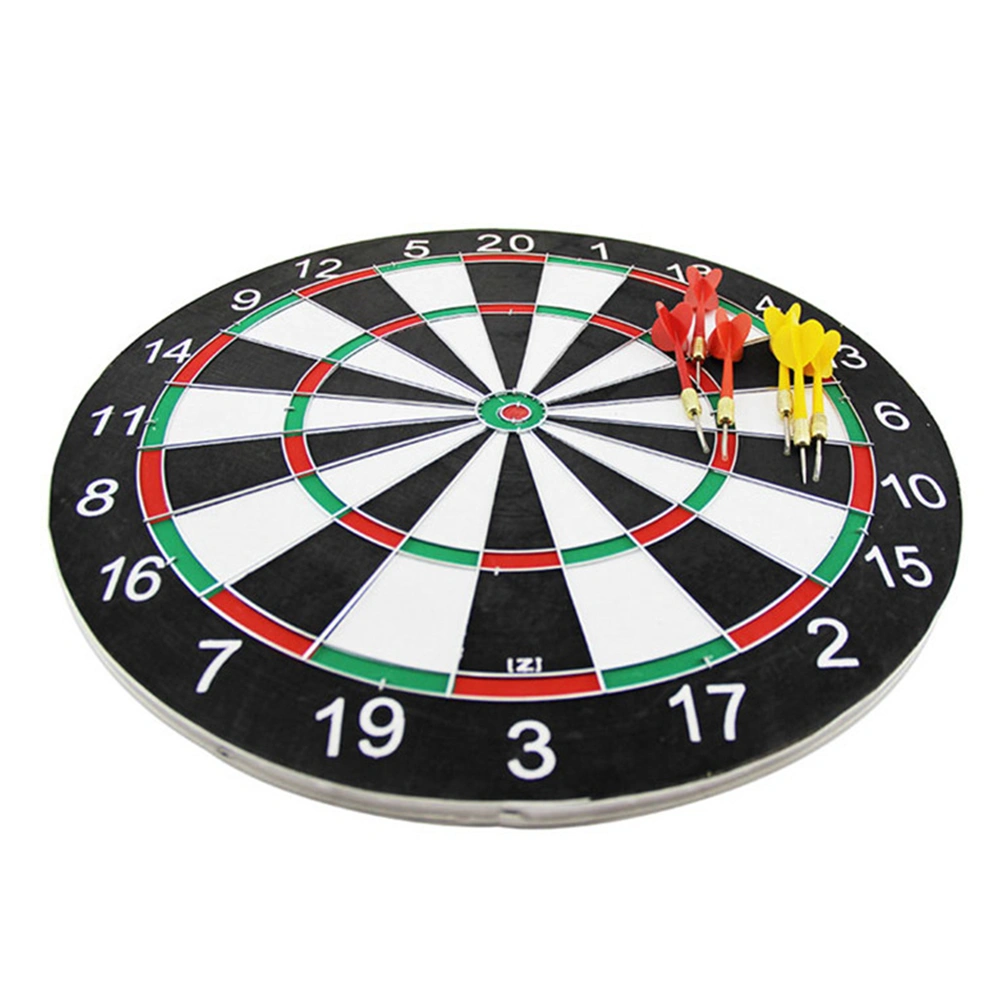 1 Set 12 Inches Flocking Dart Board with 6pcs Darts Leisure Game Dartboard Set Board Games for Office Home Outdoor (Random Color Dart)