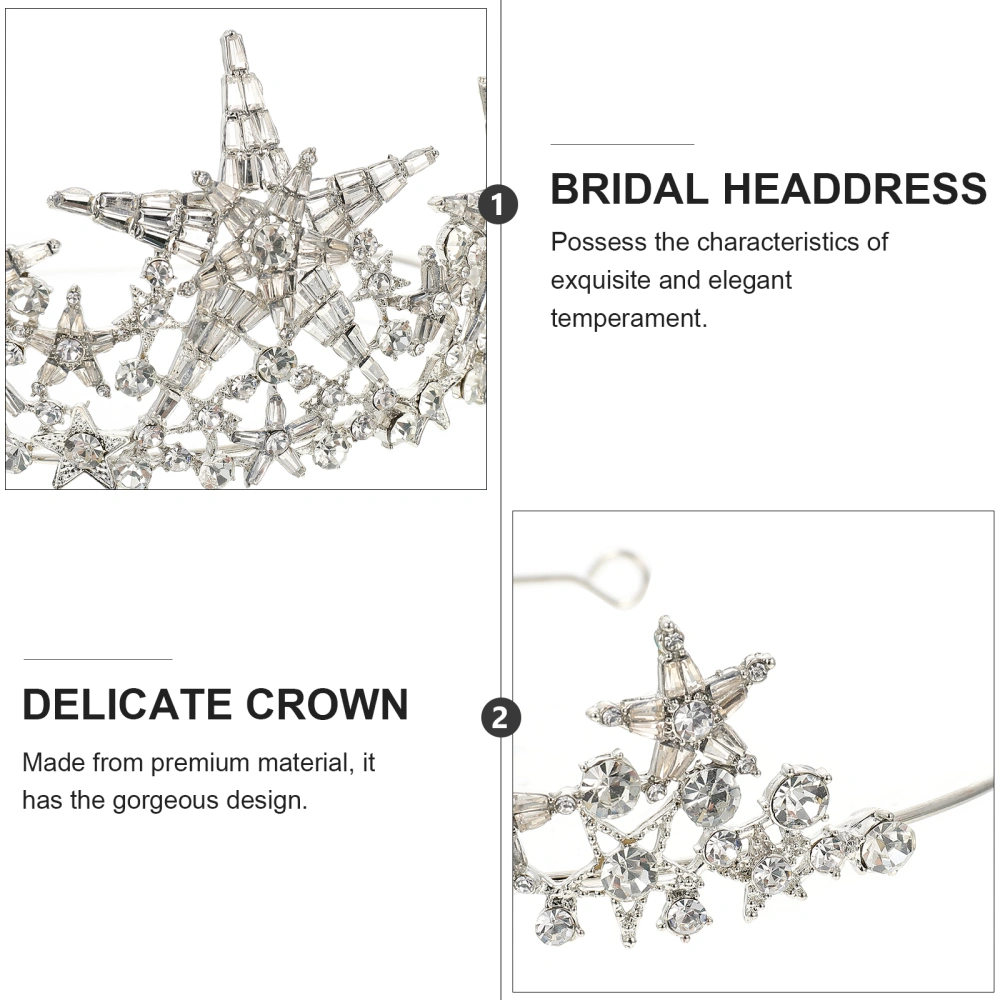 1PC Chic Wedding Crown Hair Accessory Zircon Inlaid Round Crown Bride Crown