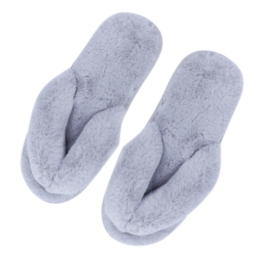 1 Pair of Home Cotton Slippers Anti-Slip Plush Flip-Flops Women Winter Slippers Padded Slippers Grey Size 38/39 25CM, 8US, 5.5UK, 39EU, 9.825Inch