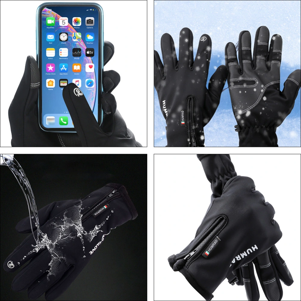 1 Pair Windproof Gloves Cycling Gloves Winter Gloves Touch Screen Gloves