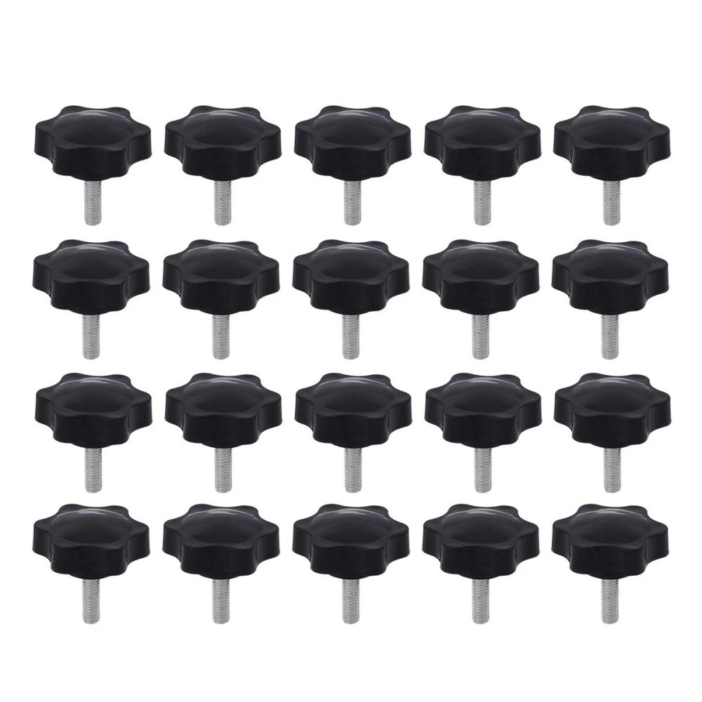 20Pcs 32mm Star Shape Plastic Head Thread Knurled Thumb Tighten Screw Clamping Grip Knob Screw Wood Plum Bolt