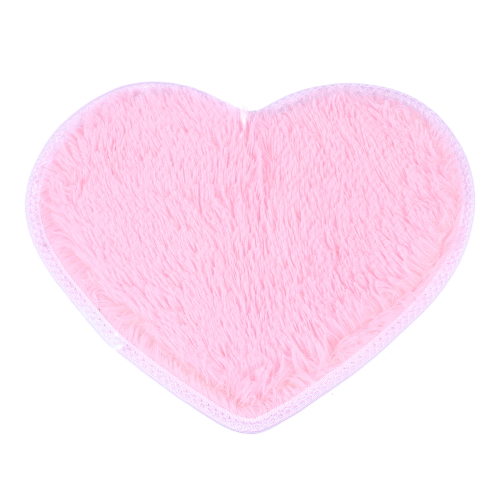 Sweet Heart Shape Fluffy Floor Mat Non-slip Area Rugs Carpet for Bedroom Dinning Room 30 x 40cm (Pink)