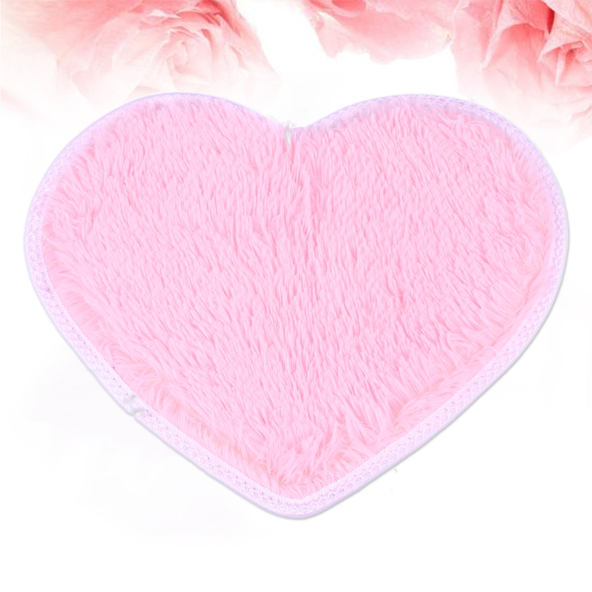 Sweet Heart Shape Fluffy Floor Mat Non-slip Area Rugs Carpet for Bedroom Dinning Room 30 x 40cm (Pink)