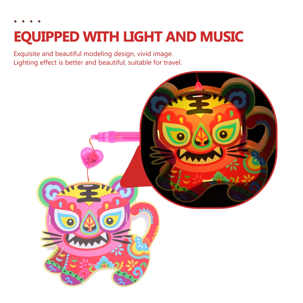 1Pc Cartoon Tiger Lantern Luminous Music Lantern Decor Kids Handheld Lantern