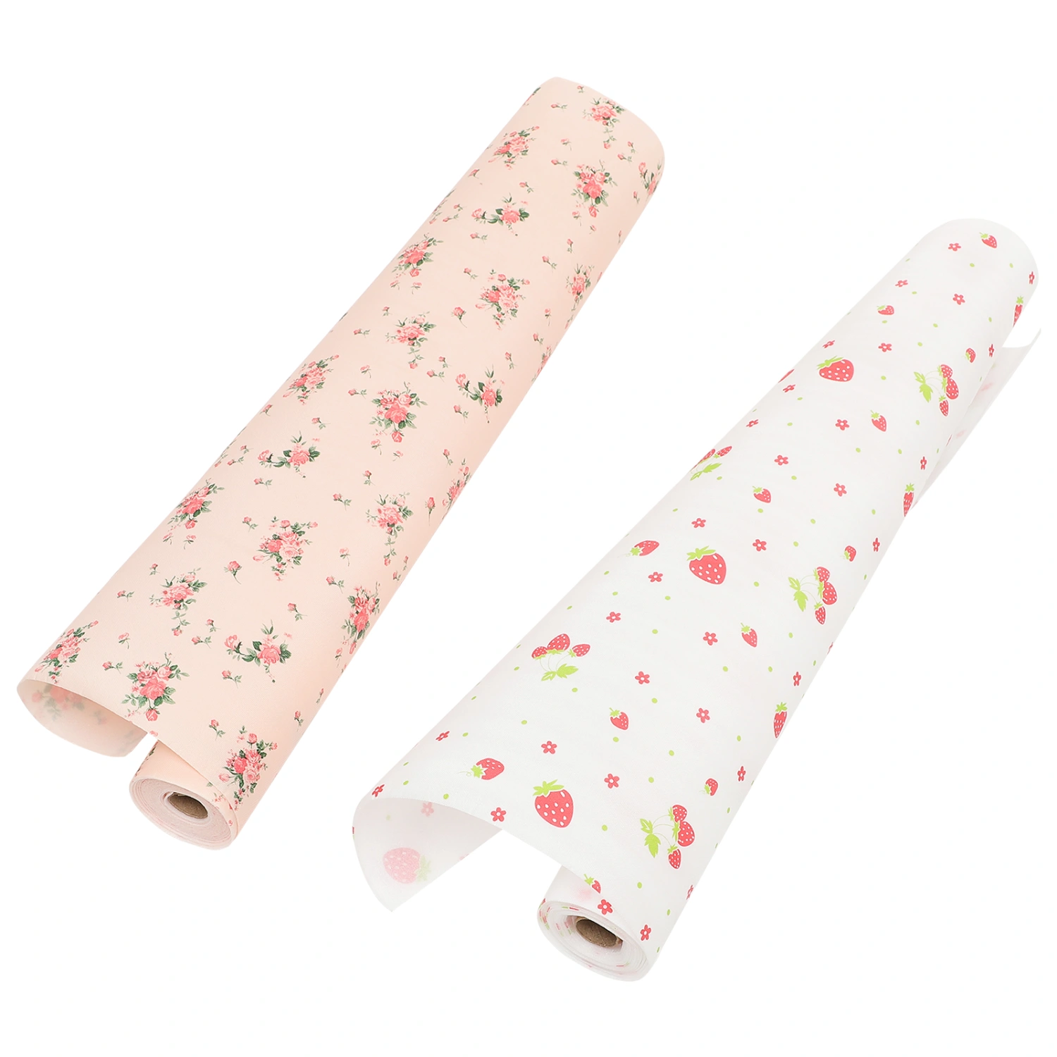 2Pcs Waterproof Cuttable Cabinet Liner Pad Wardrobe Drawer Mat Damp Proof Refrigerator Liner Pad Kitchen Cuttable Dustproof Mats (Rose,Strawberry)