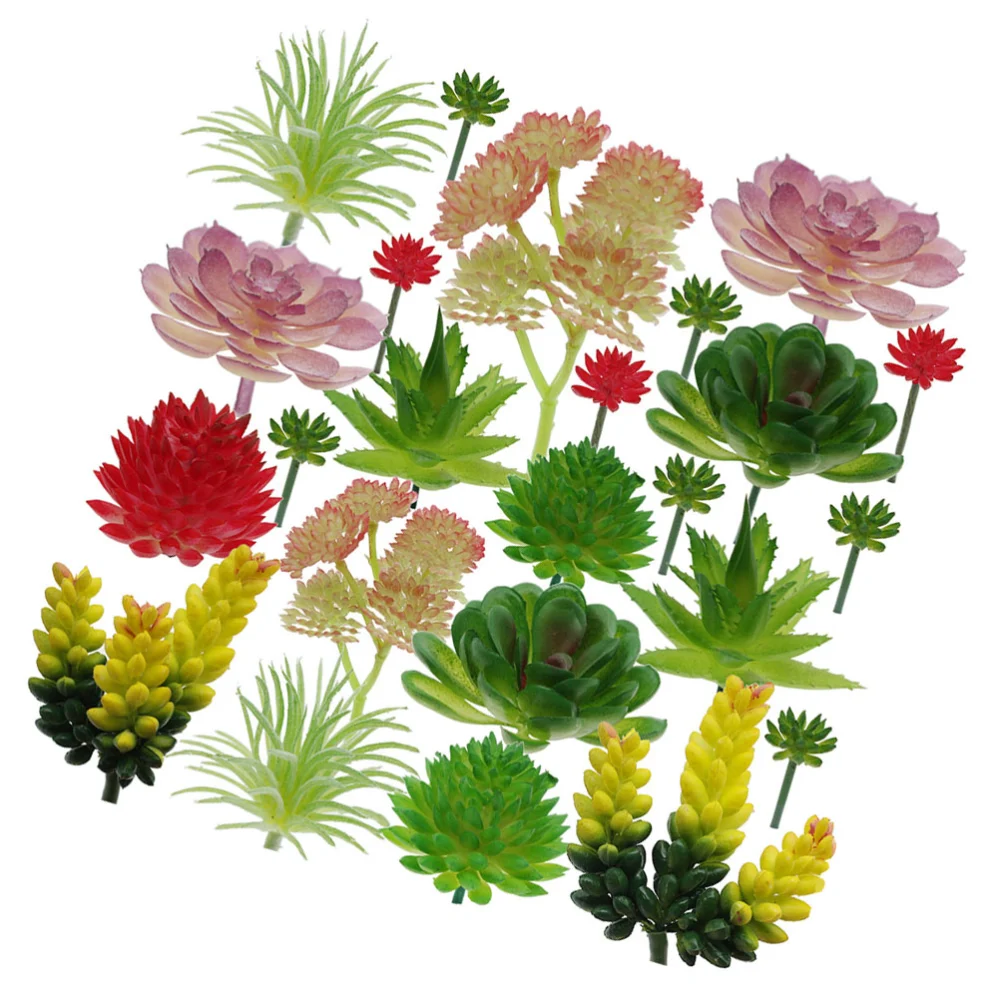 24Pcs Simulated Succulents Decorative Plant Wall Adornments Artificial Plant