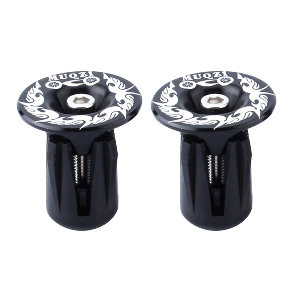 Pair of Bike Handlebar End Plugs Aluminum Alloy Bar End Caps for Mountain Bike Road Bike Fixed Gear Bike(Black)