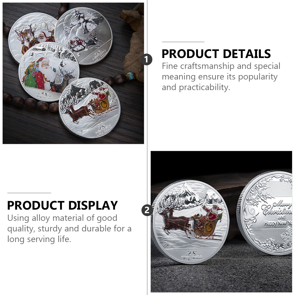 4pcs Christmas Commemorative Coins Souvenir Coins Alloy Collection Coins