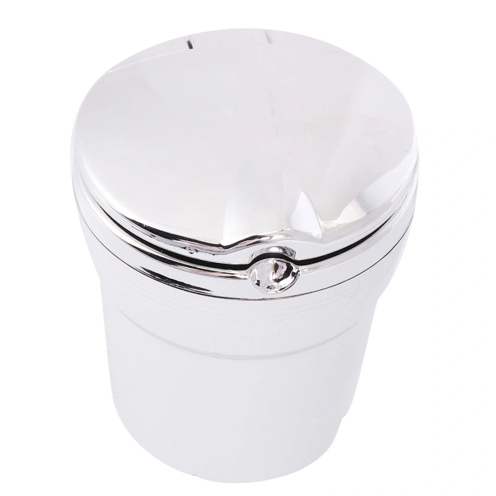 1Pc Multifunction Car Ashtray with Led Creative Trash Bin Portable Cigarette Ash Holder Cup(Silver)