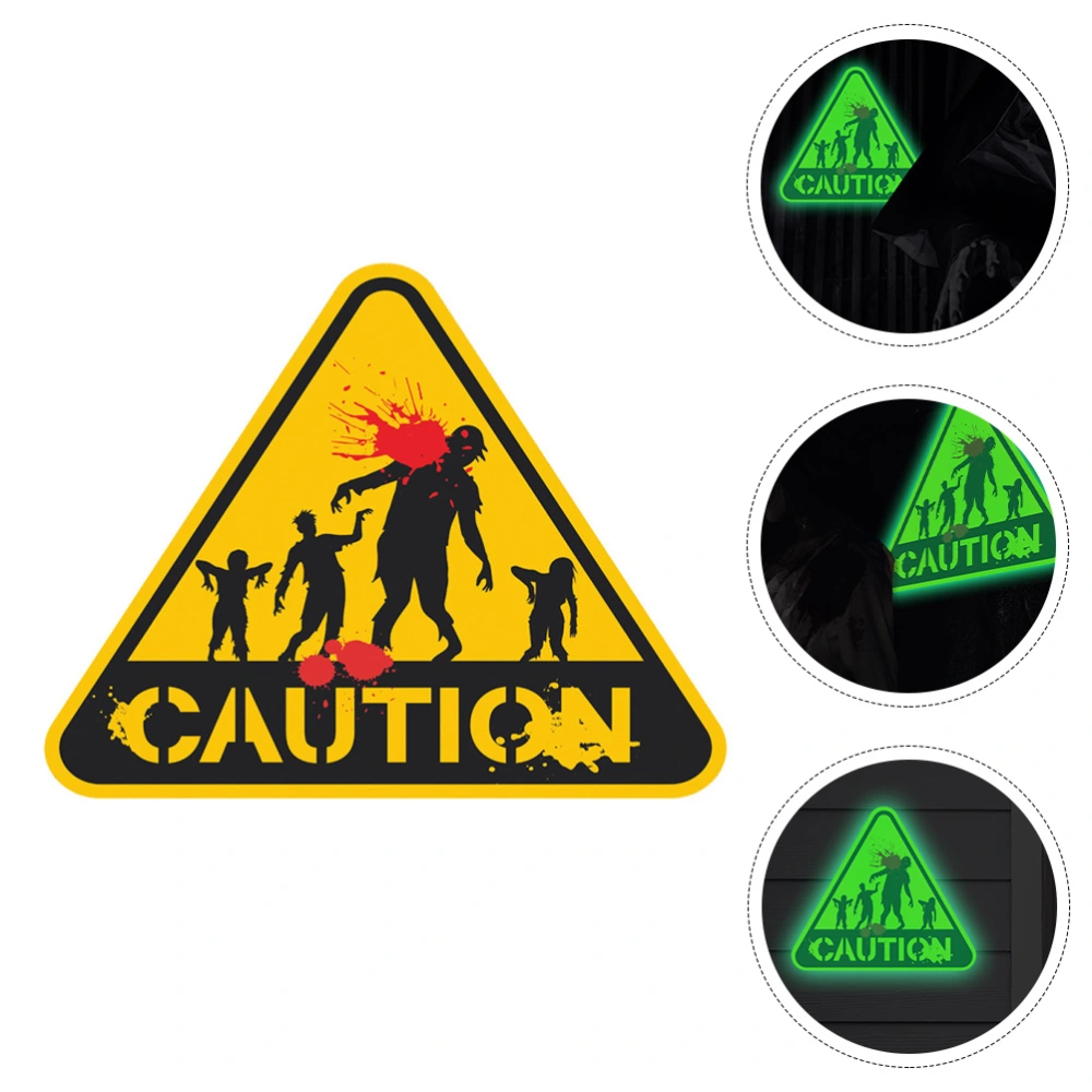 Halloween Horror Warning Sign Sticker Creepy Zombie Caution Sign Door Sticker