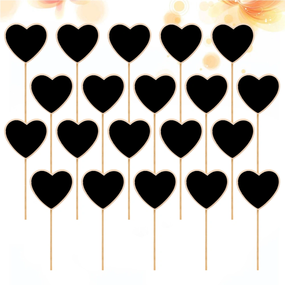 20pcs Heart Shaped Wooden Mini Blackboard Toppers Message Board Creative Chalkboard Signs Garden Flowers and Plants Tags Black Board Garden Markers Wedding Party Decoration Label