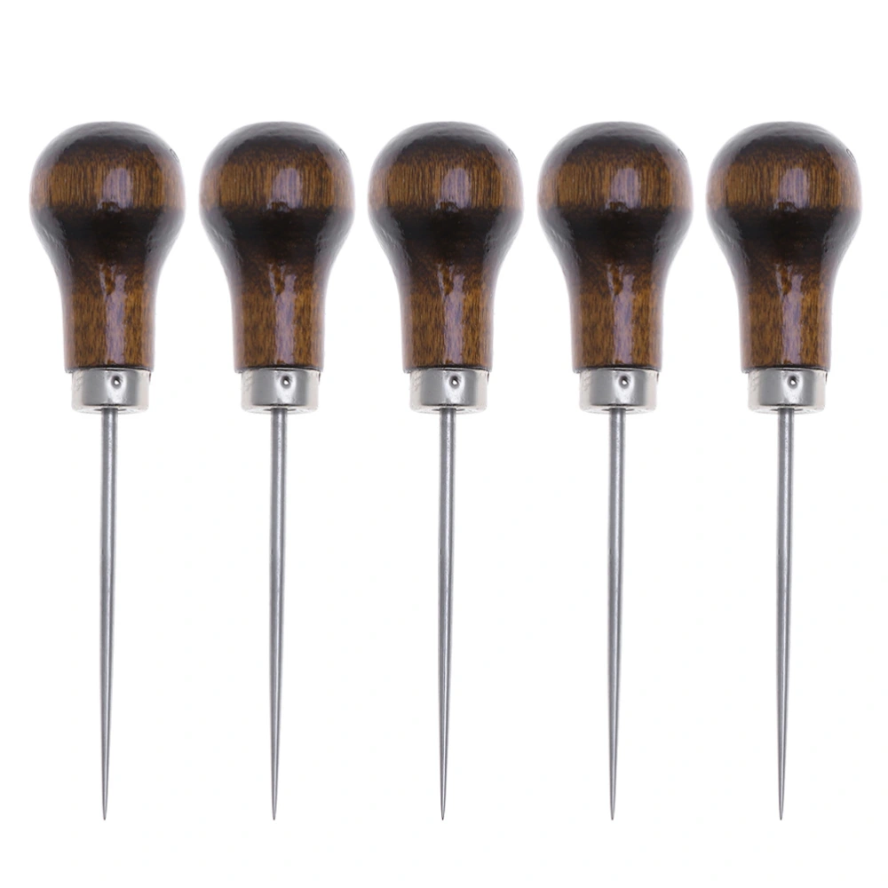 5pcs Wooden Scratch Awls Sewing Awls for Handsewing Leather Craft Sewing Tools