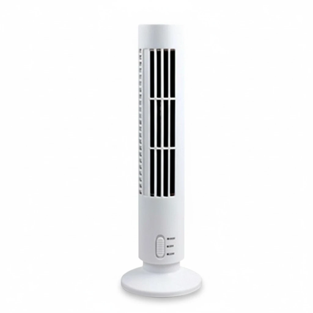 Tower Fan Mini Portable USB Cooling Air Conditioning Purifier Tower Fan (White)