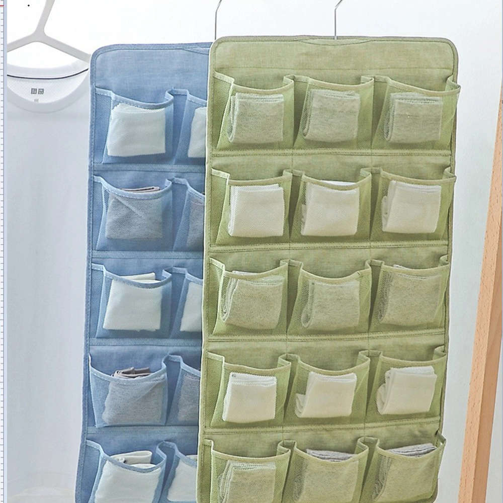 Double Sided Underwear Bag Wardrobe Storage Pouch Underwear Briefs Hanging Bag Home Storage Bag (Green)