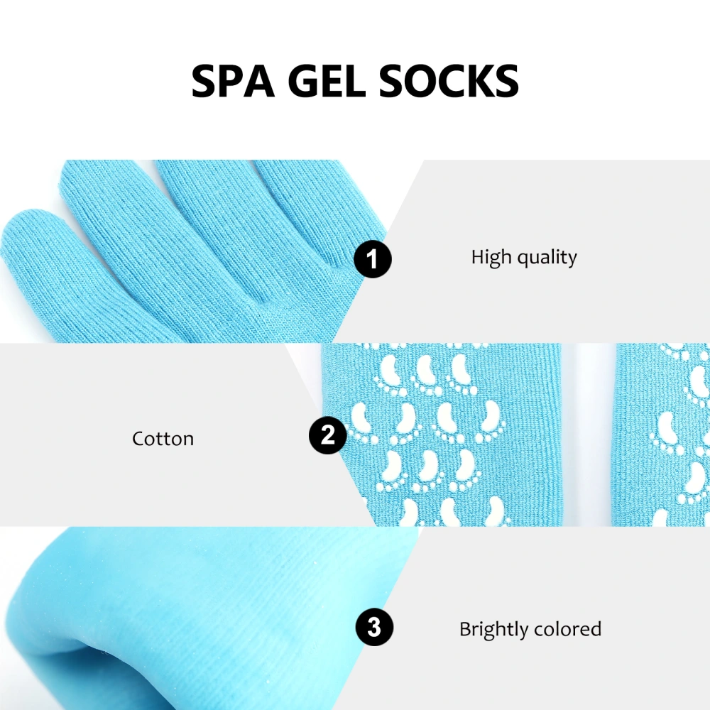 Gel Moisturizing Spa Gloves and Socks Cotton with Thermoplastic Gel Repair and Heal Eczema Cracked Dry Skin (Blue)