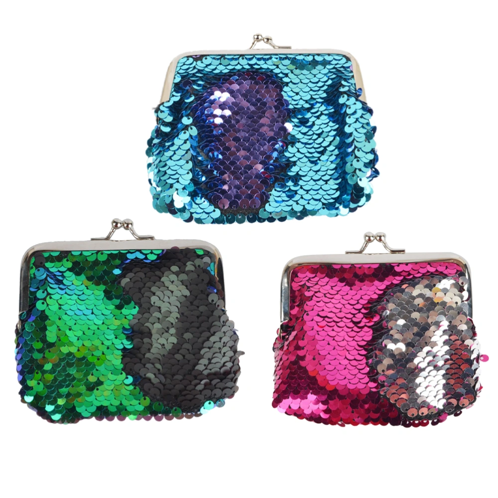 3pcs Fashion Mermaid Sequins Coin Purse Change Purse Mini Stylish Purse Wallet