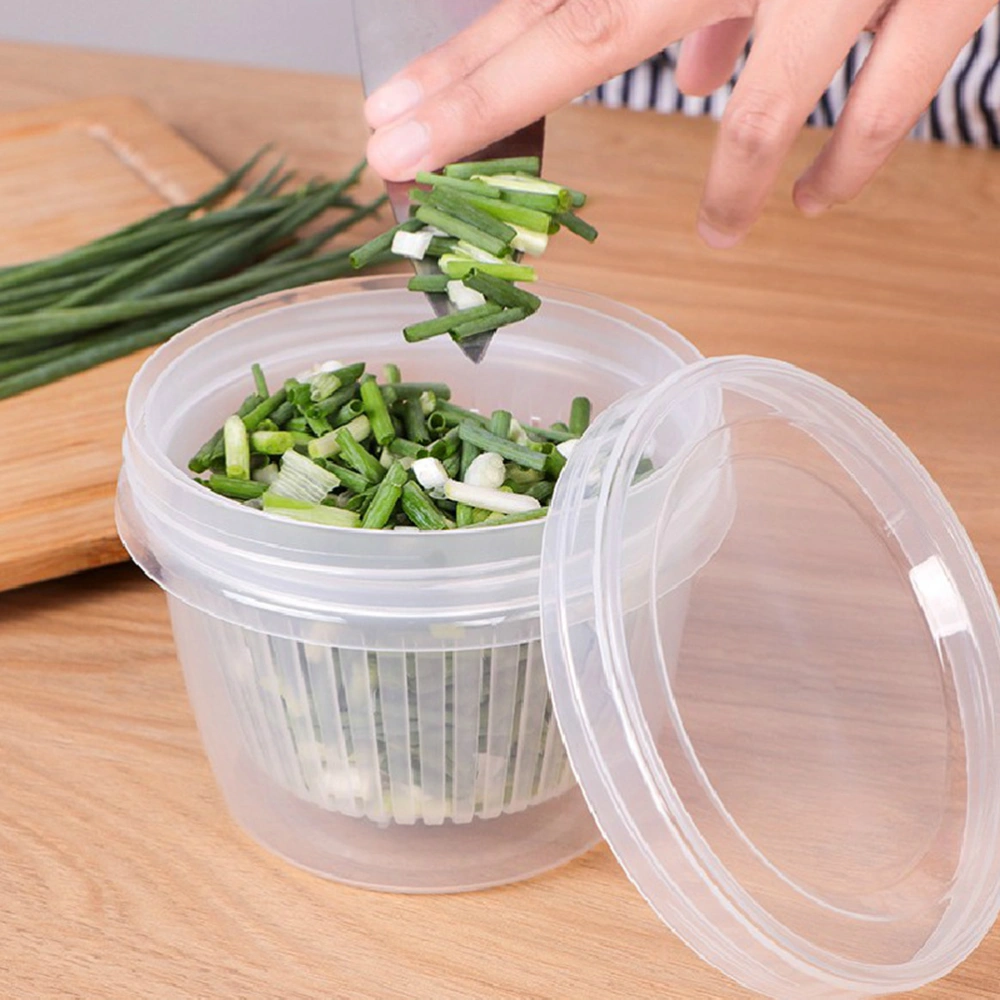 1Pc Refrigerator Portable Storage Box Draining Circular Preservation Sealing Box for Gingers Garlics Chopped Green Onions