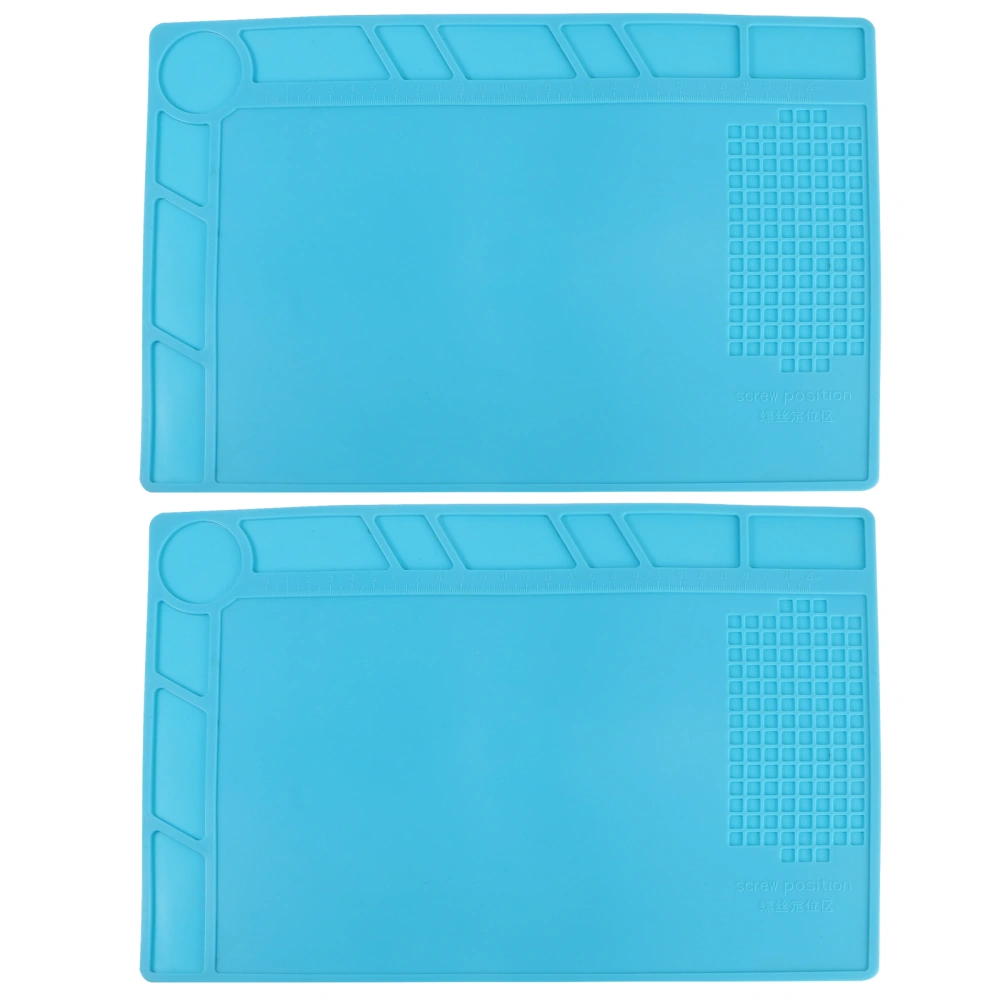 2PCS Anti-static High Temperature Heat-resistant Insulation Repair Pad Silicone Mats Maintenance Platform (Blue)