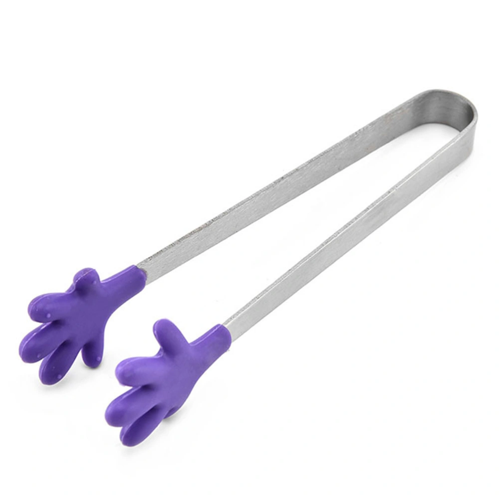 4pcs/set Silicone Hand Shape Clip Non-stick Stainless Steel Kitchen Barbeque Food Clip Cooking Grilling Turner