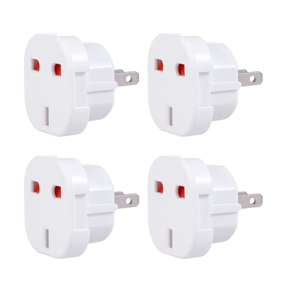 4pcs UK Plug to AU US Plug Conversion Power Socket Travel Connector Power Plug Power Adapter (White)