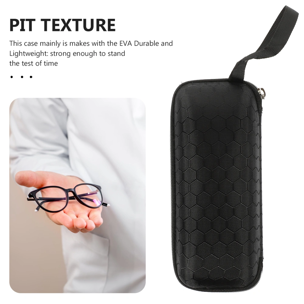 1pc Zipper Eyeglasses Case Honeycomb Pattern Glasses Case Sunglasses EVA Box Protector with Zipper (Black)