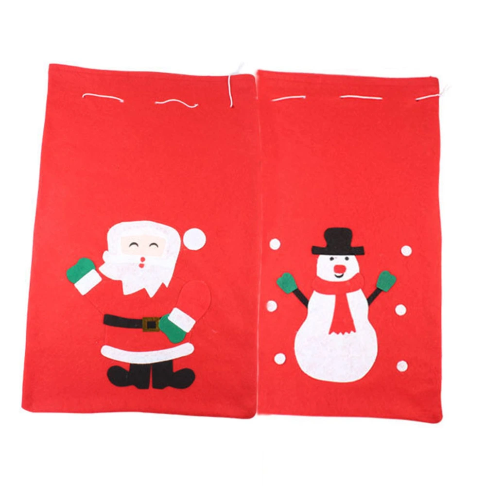 40x62cm Christmas Costumes Fabric Santa Claus Gift Sack with Cord Drawstring Candy Bags Treat Goodie Bag Sweet Candy Xmas Stocking Stuffers Handbag (Random Style)