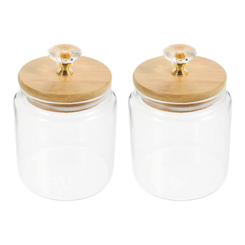 2pcs Glass Tea Canisters Grains Containers Household Glass Canisters Storage Holders