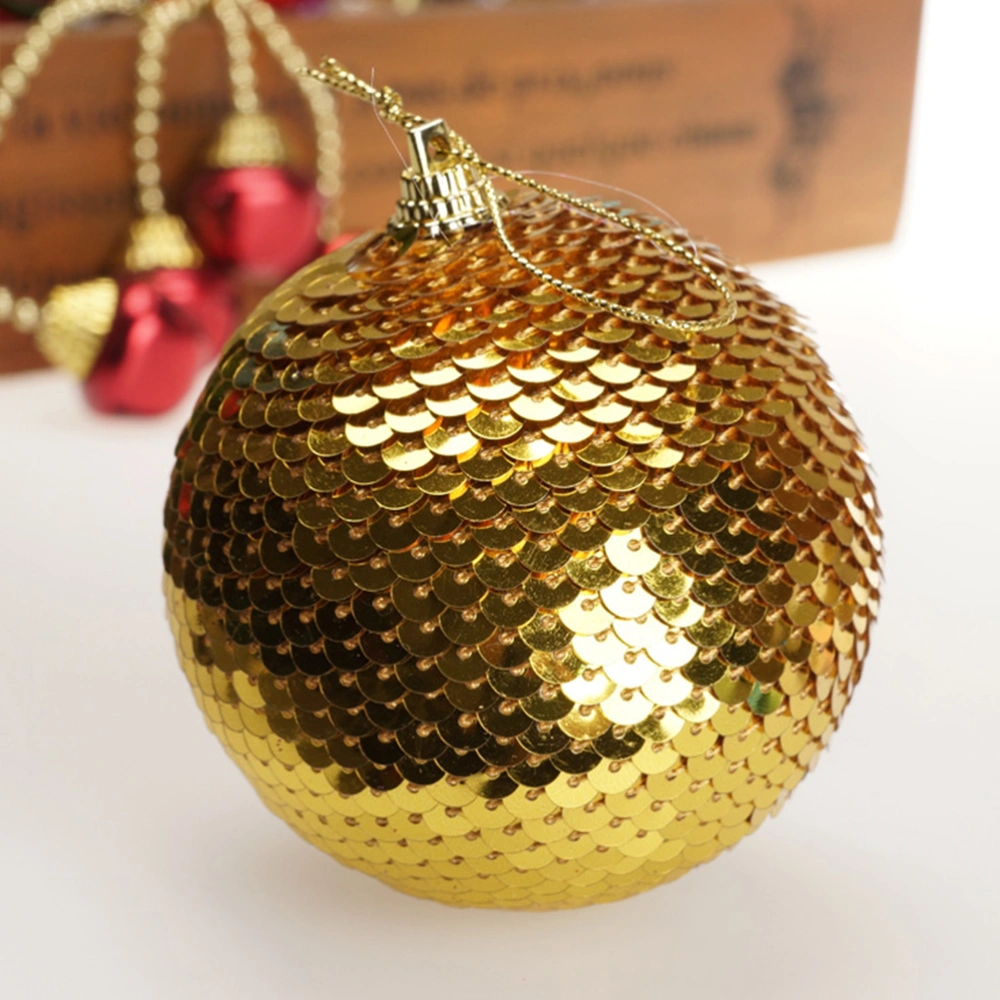 2PCS Creative Christmas Decoration Sequined Golden Decorative Christmas Balls Christmas Tree Ornaments endant (Random Color)