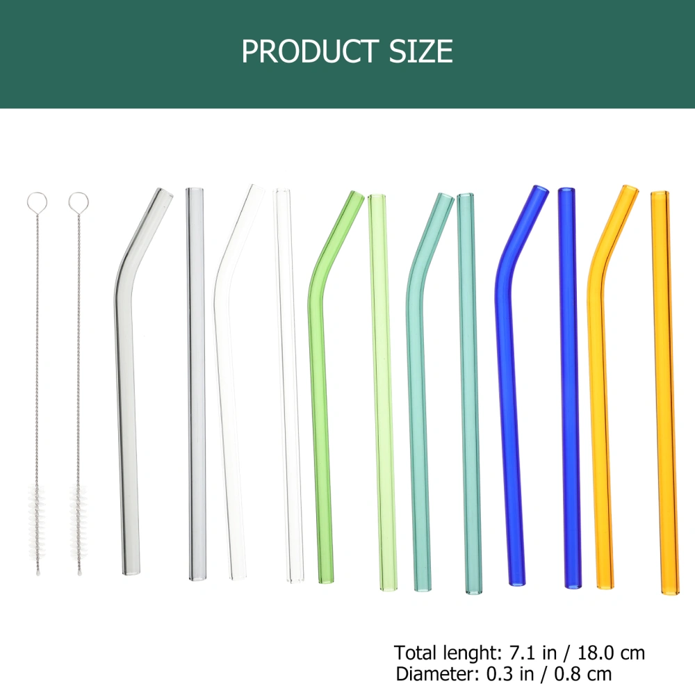 1 Set of Reusable Glass Straws Colorful Glass Straws Beverage Drinking Straws Party Use Straws