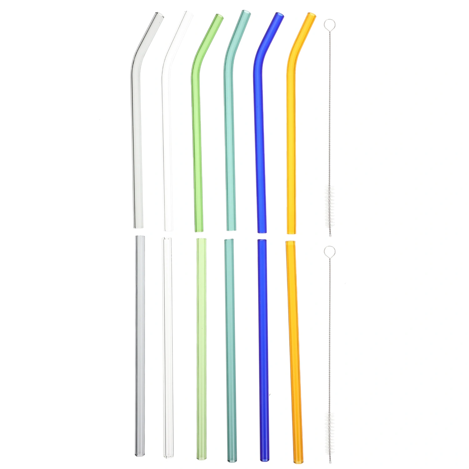 1 Set of Reusable Glass Straws Colorful Glass Straws Beverage Drinking Straws Party Use Straws