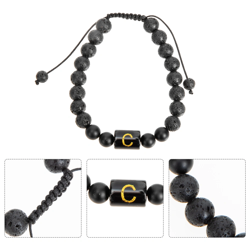 Volcanic Stone Bracelet Adjustable Wristband Beaded Bangle for Women Men