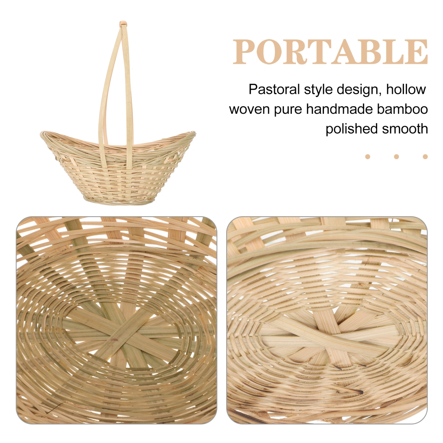 Bamboo Woven Basket Handled Flower Basket Picnic Basket Wedding Flower Holder