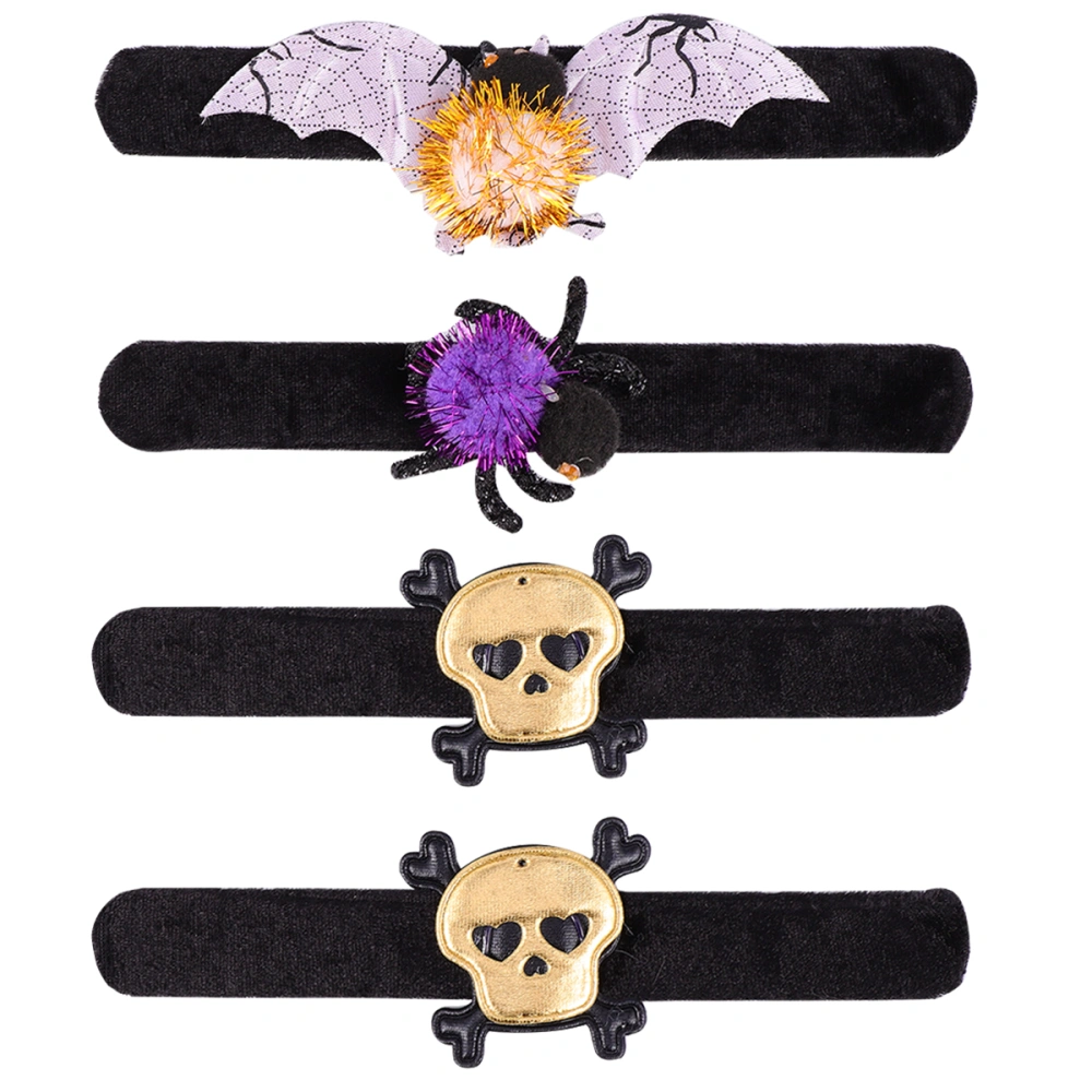 4pcs Halloween Slap Bracelets Lovely Wristbands Slap Bands Toy for Kids Children Halloween Party (Random Style)