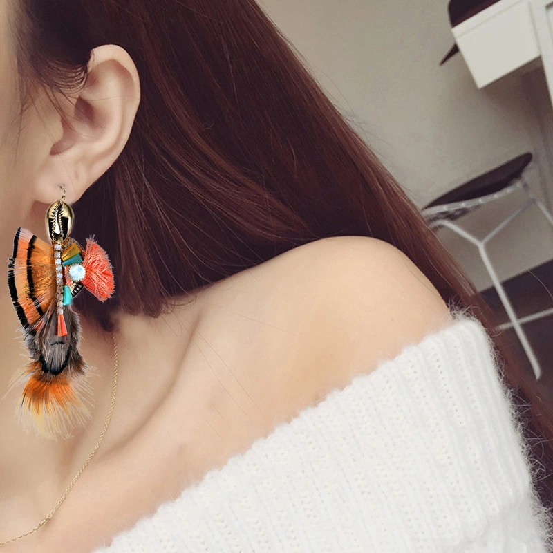 Multilayer Feather Earrings Antique Cocktail Dangling Earrings Jewelry for Womens Teens Girls